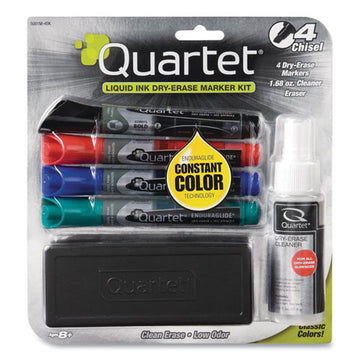 Quartet® Enduraglide Dry Erase Marker Kit With Cleaner And Eraser, Broad Chisel Tip, Assorted Colors, 4-pack freeshipping - TVN Wholesale